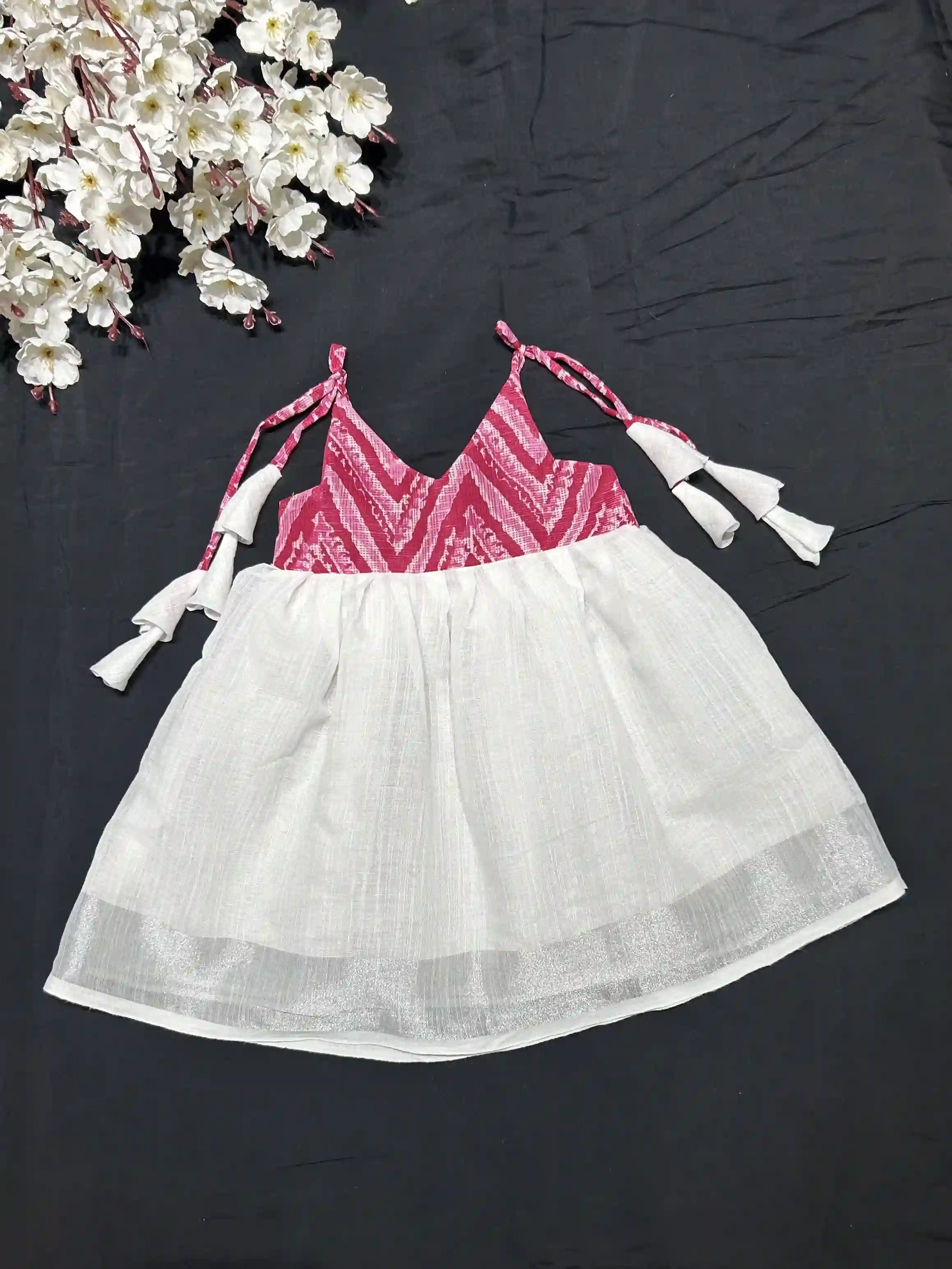 IKKAT PEARL FROCK - pink