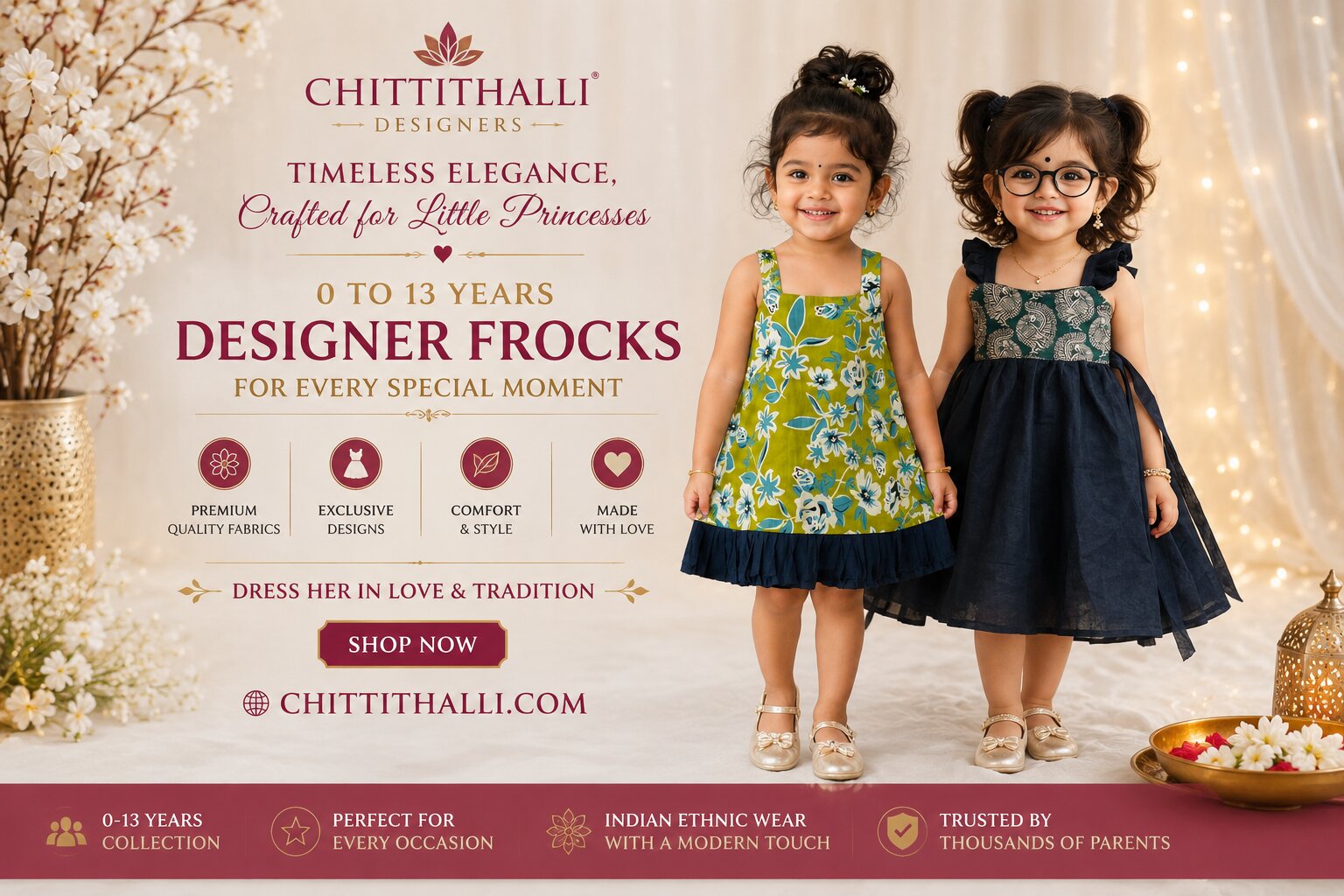 Designer Frocks for Girls NB to 13 Years | Chittithalli Designers