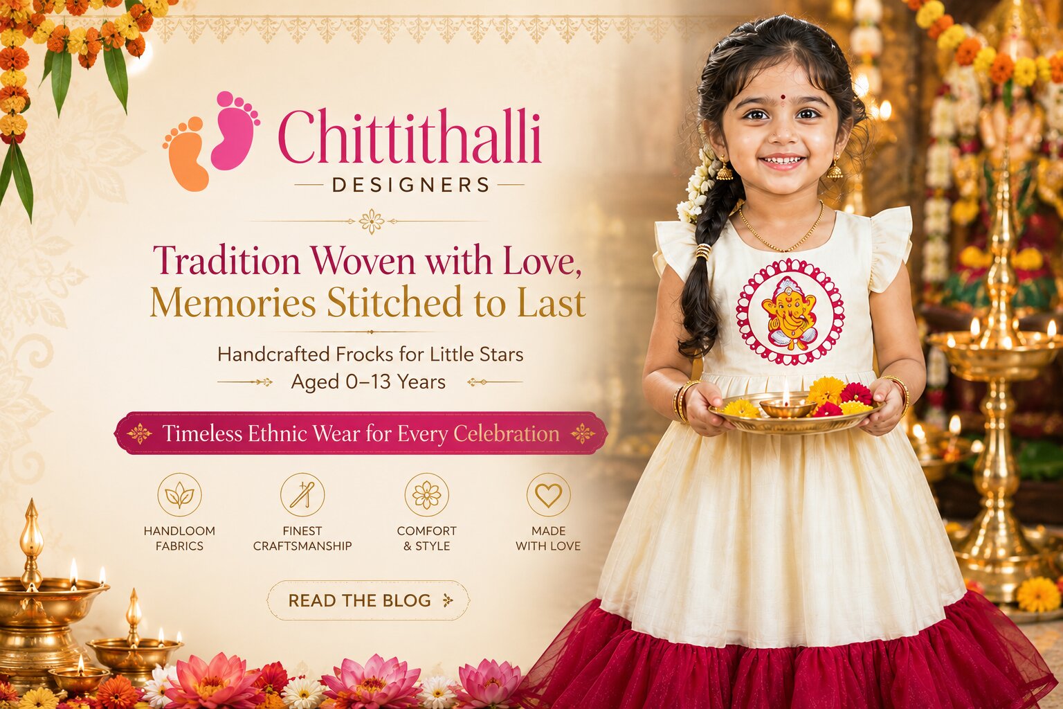 Vinayaka Chavathi Frocks for Girls 0–13 Years | Festive Styles