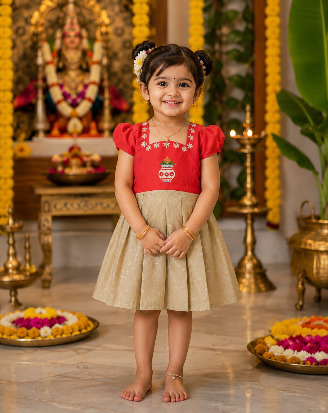 srikalasha frock- beize gold