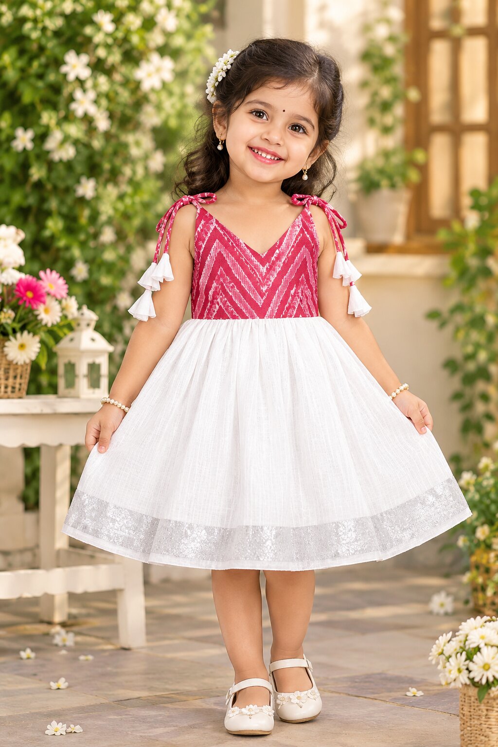 IKKAT PEARL FROCK - pink