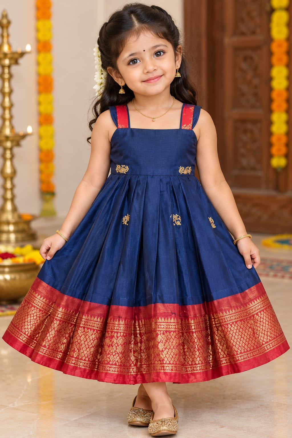 Paithani frock - inkblue