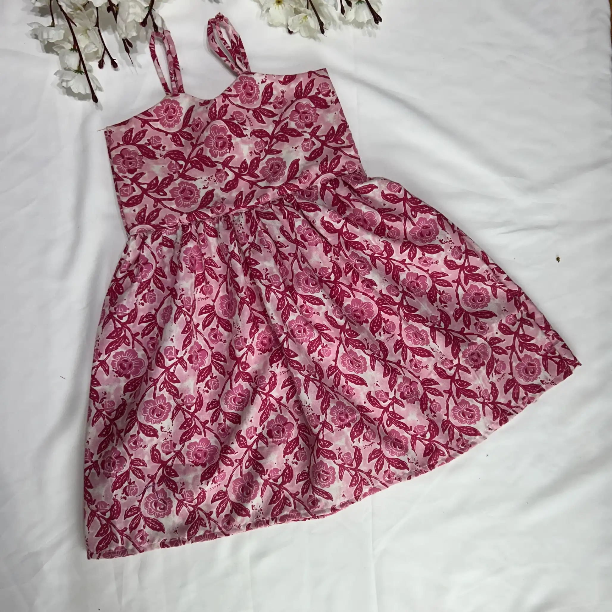 Cotton pink floral frock