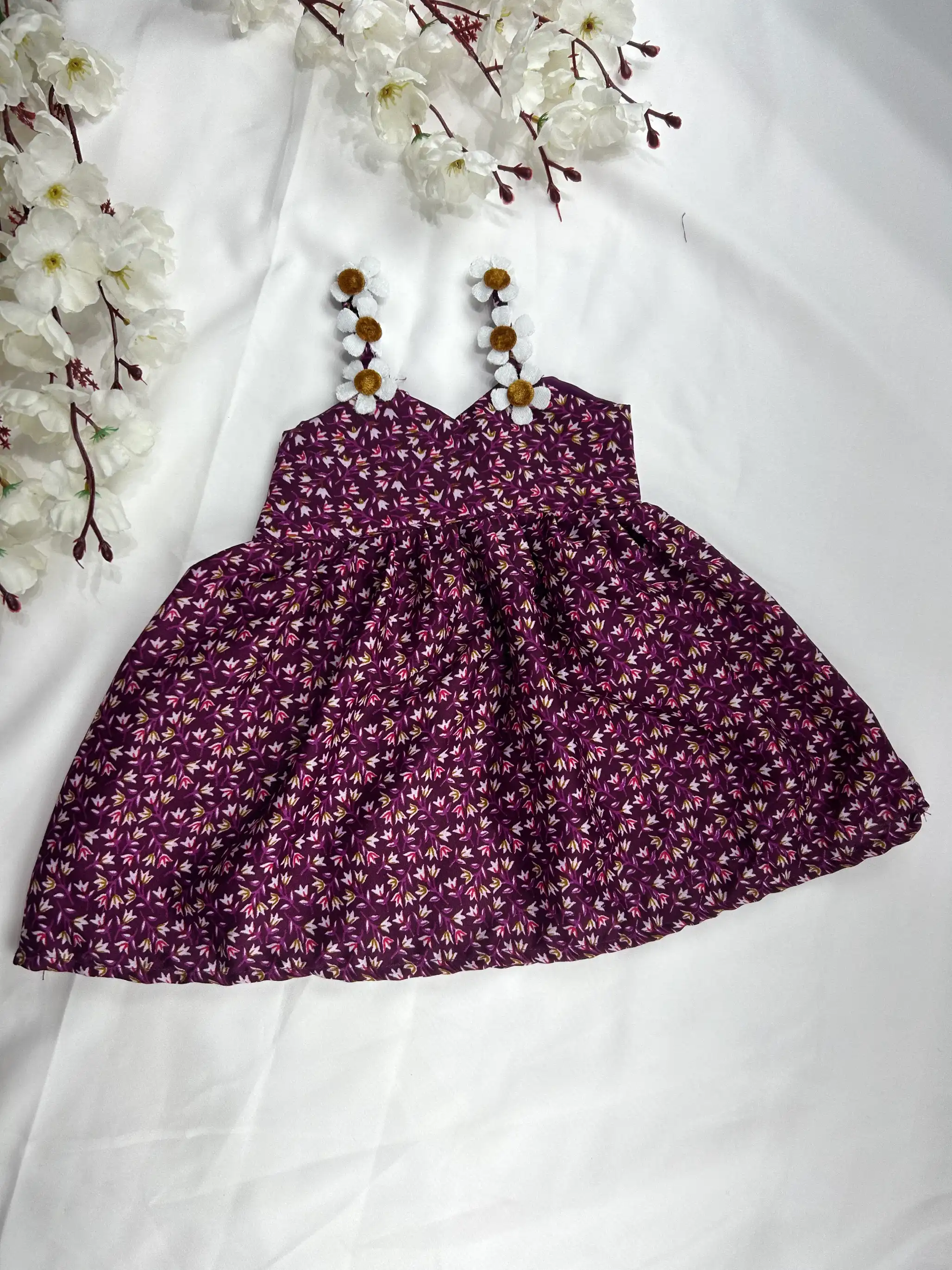 Crepe Magenta Laser Floral Frock