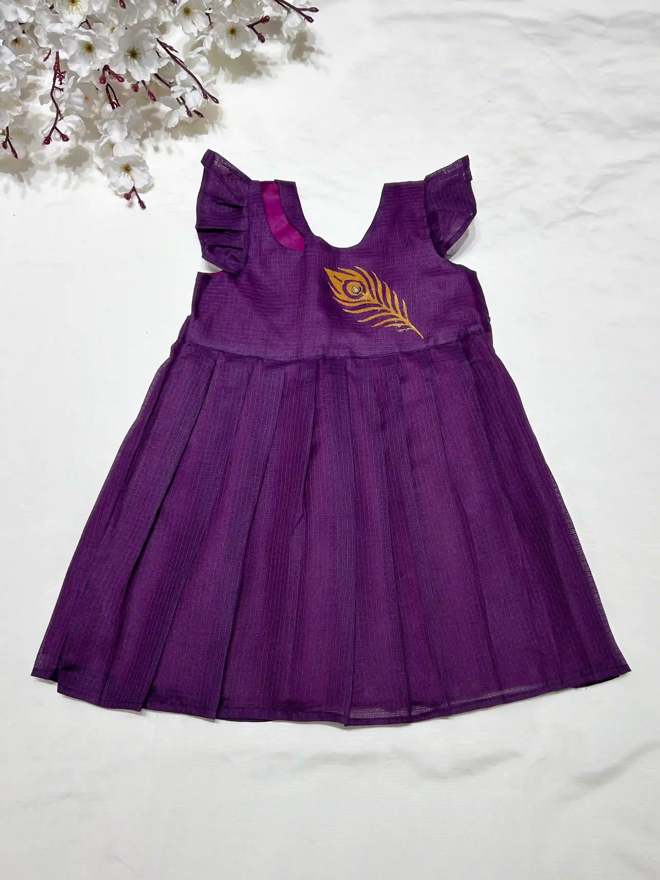 Golden feather frock- Magenta