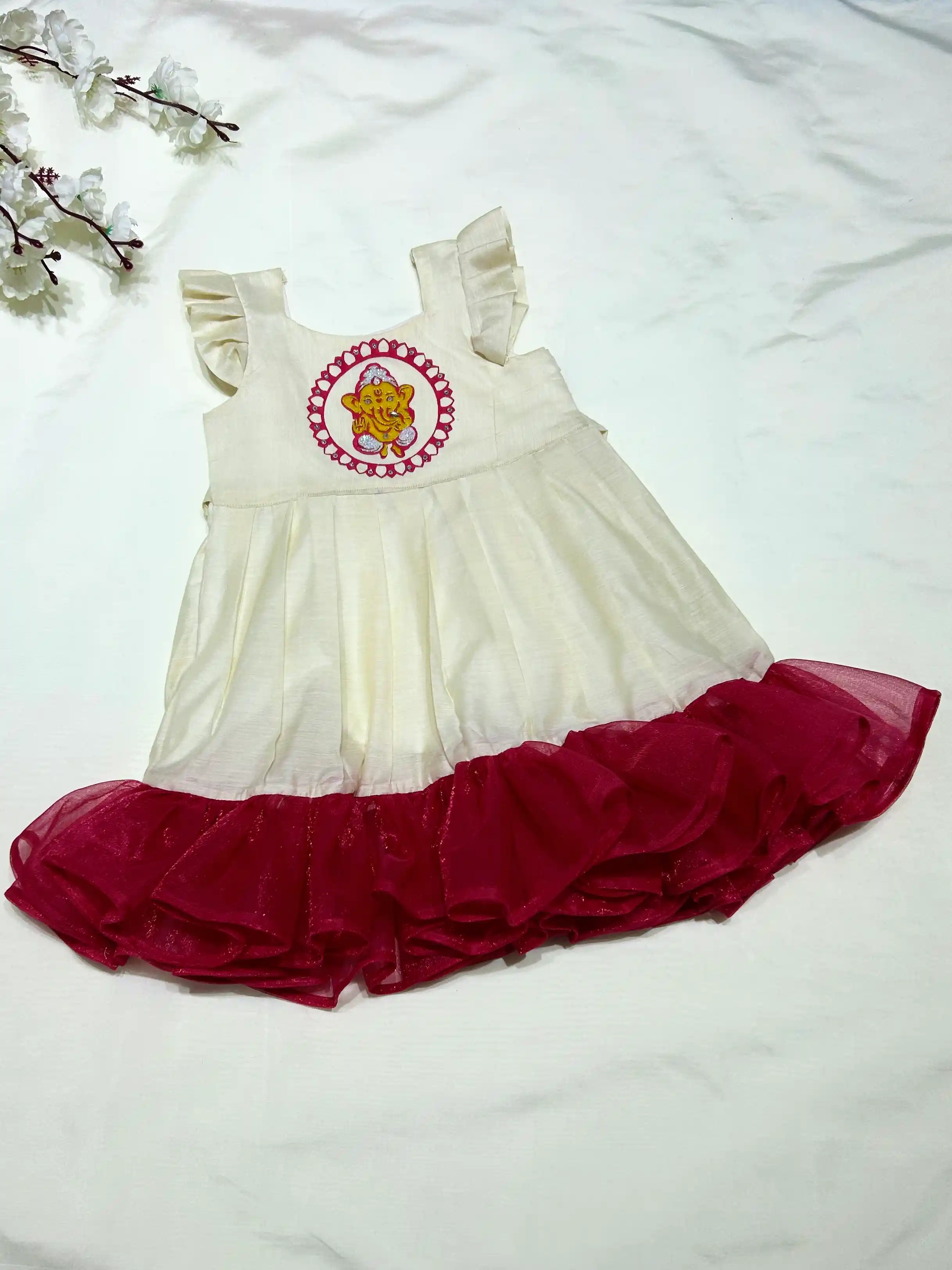 Ganesha Heritage Frock- white