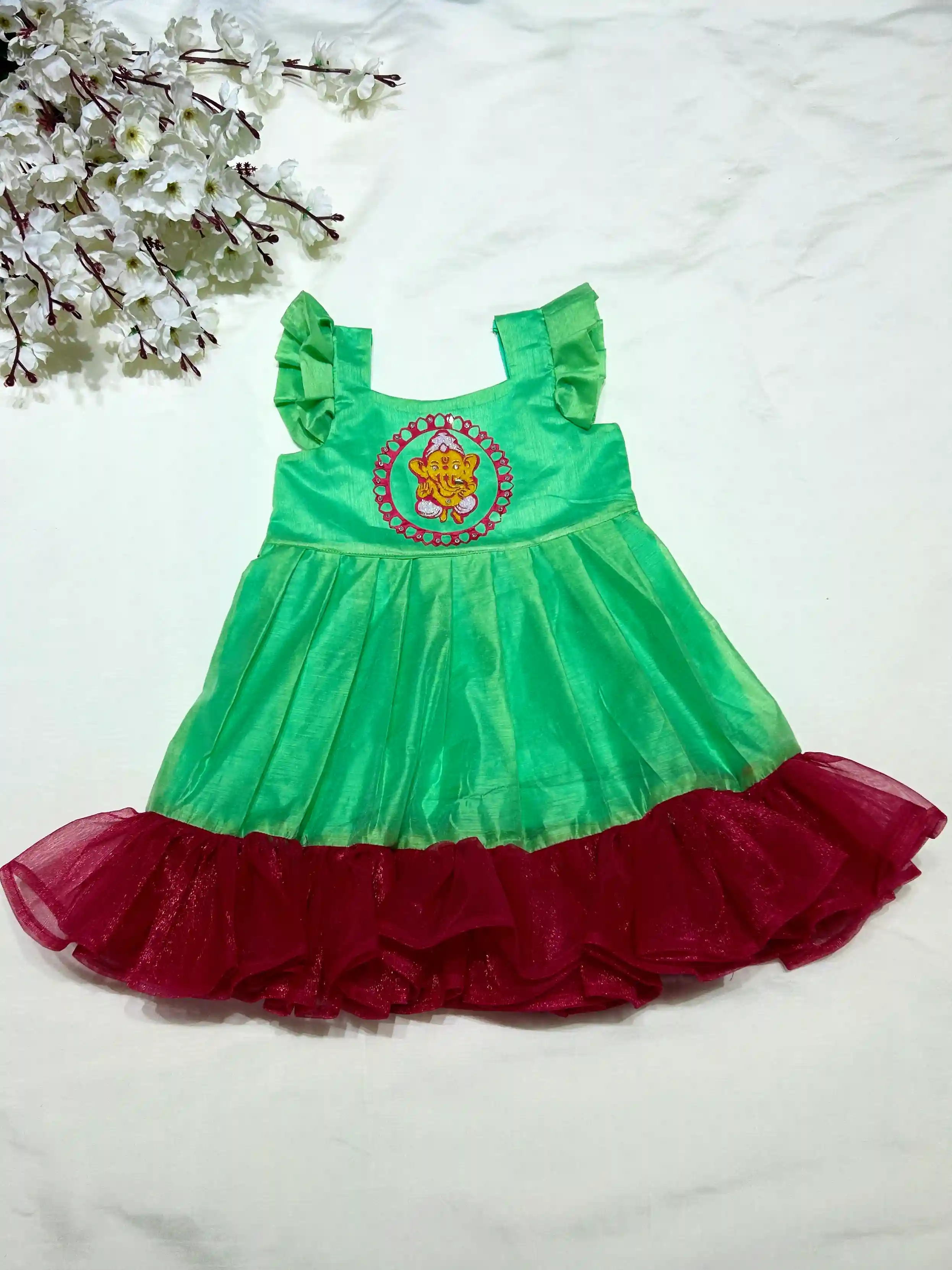 Ganesha Heritage Frock- light green