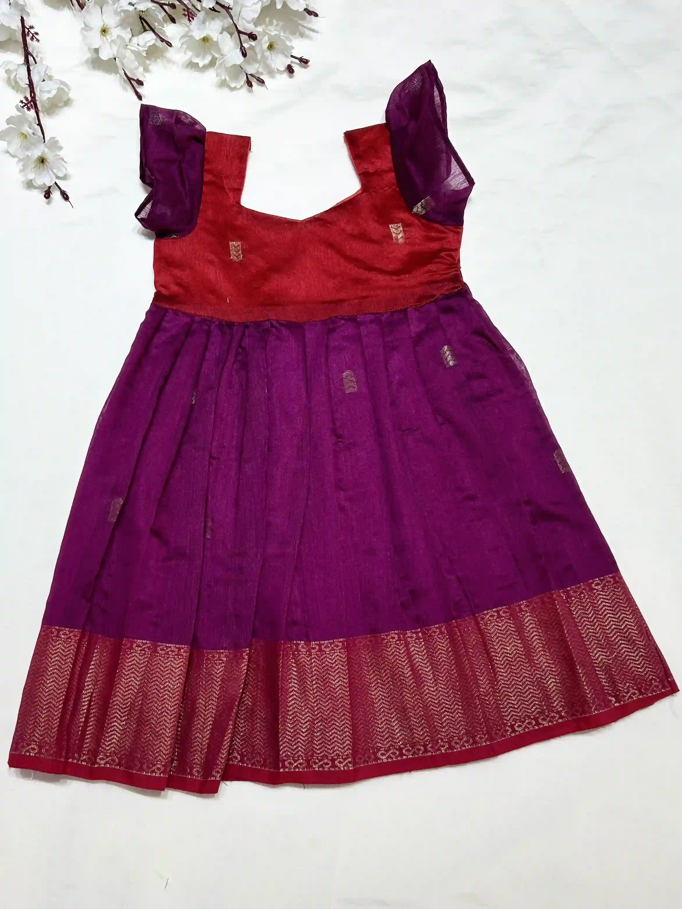 Maheshwari Frock- magenta