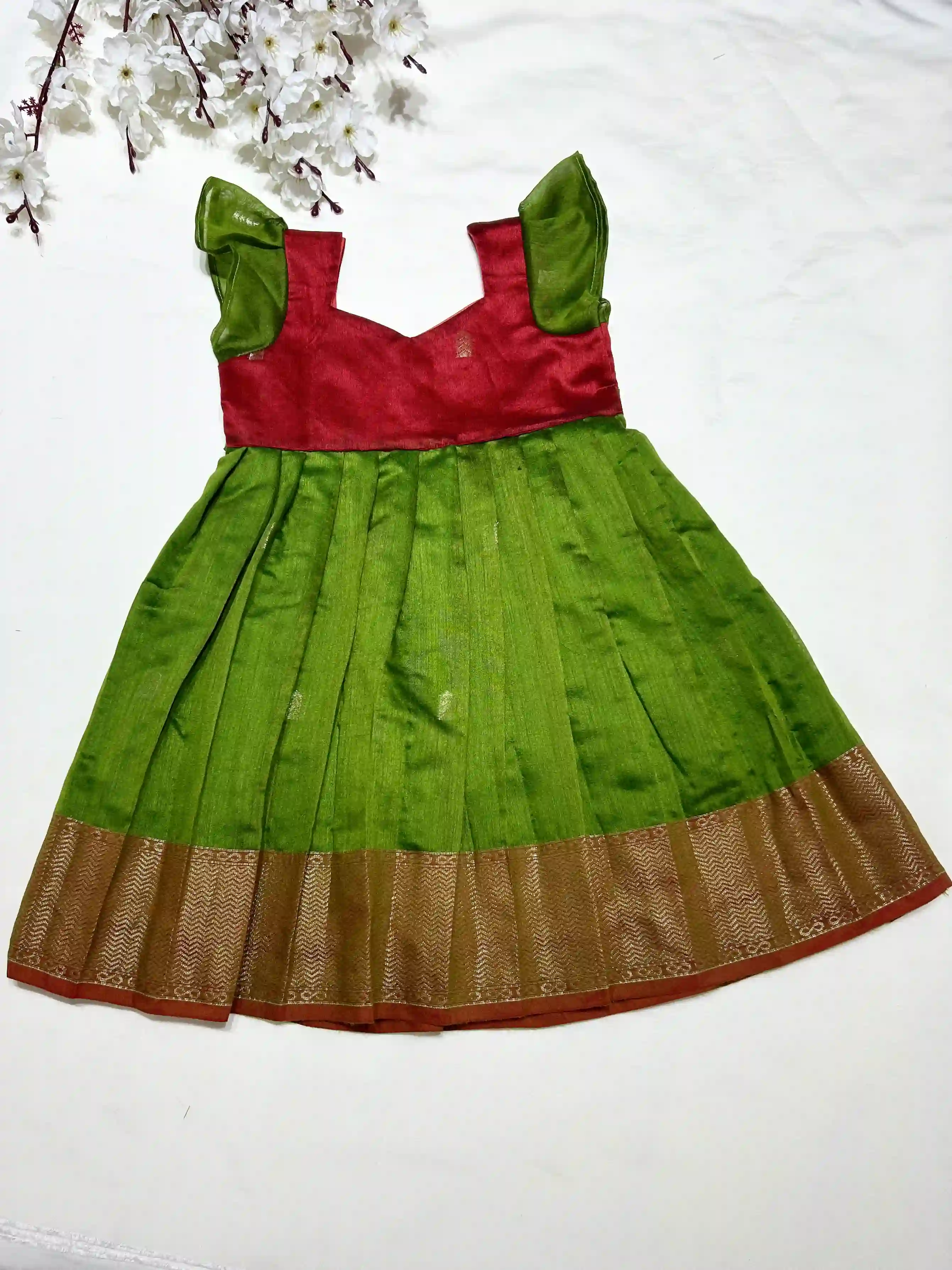 Maheshwari Frock- green