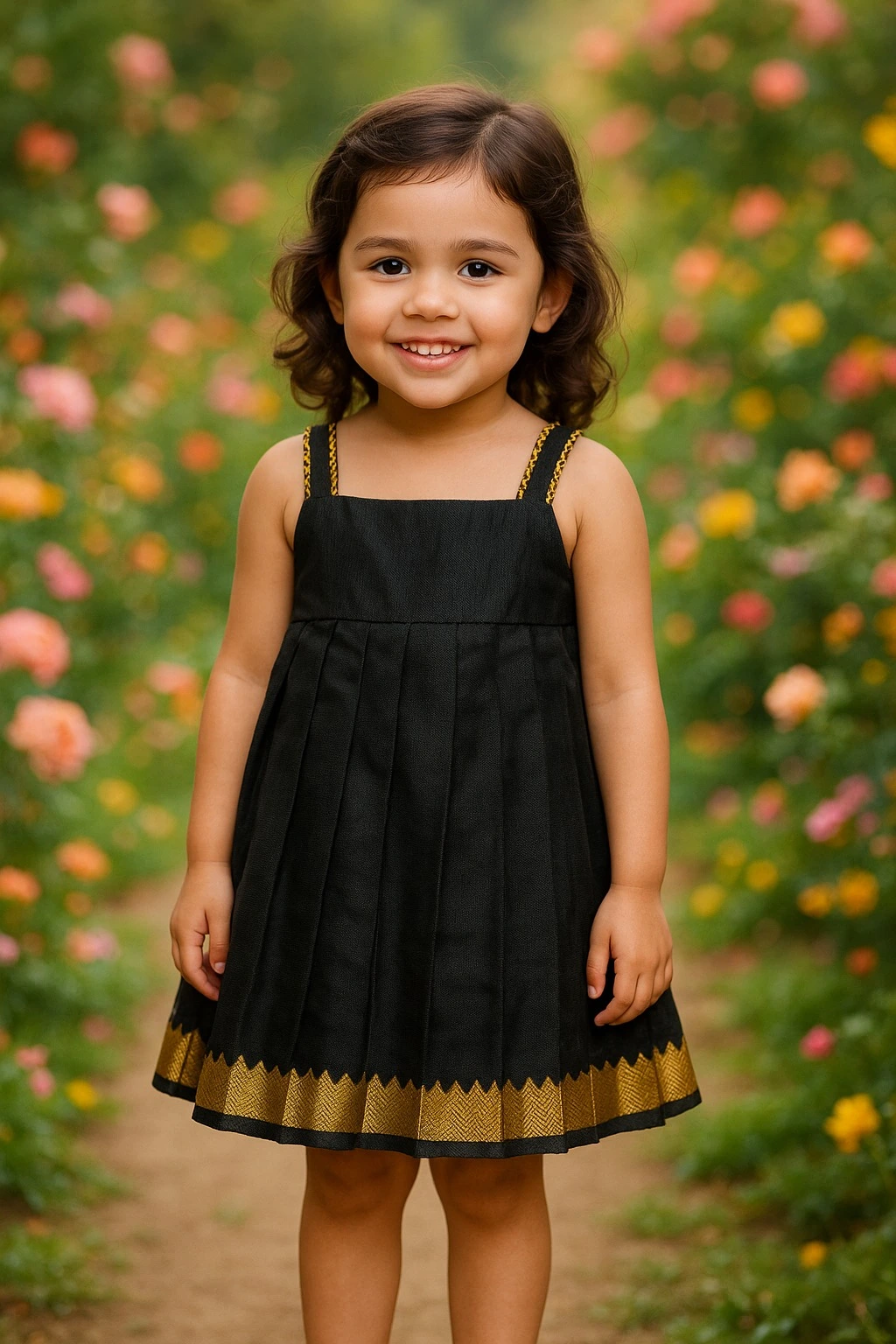 Thumbnail of Mangalagiri Pattu Gold Border Frock